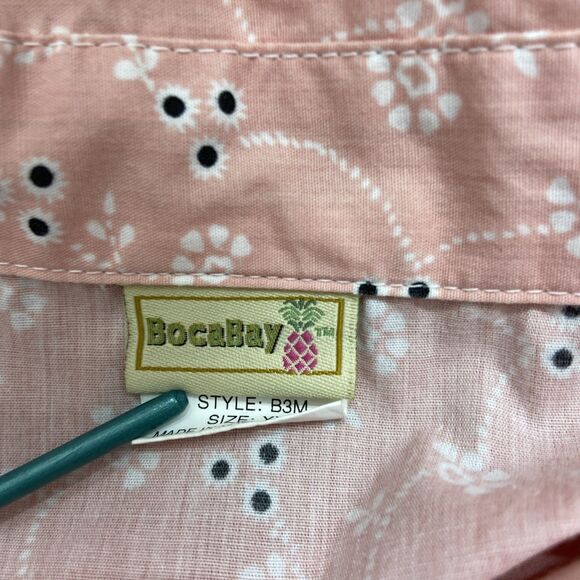 Boca Bay Women's Pink Eyelet Floral Snap Short Sleeve Shirt Sz XXL Lace Trim - Picture 8 of 9